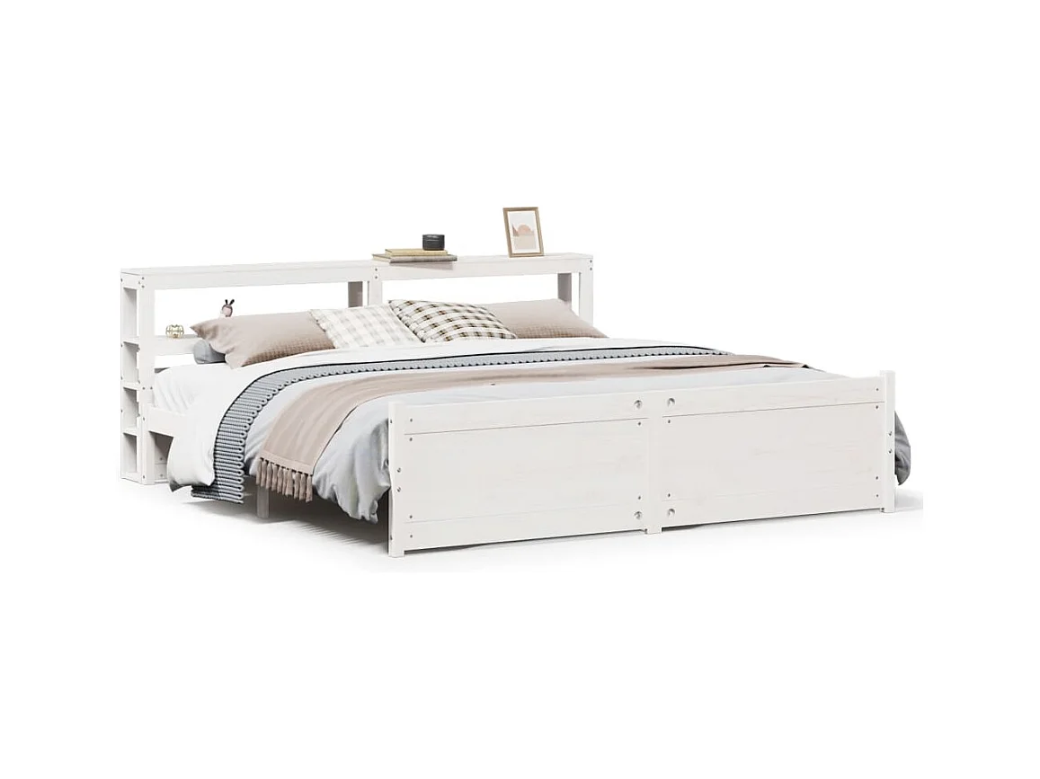 Letto per adulti | Letto matrimoniale | Giroletto con Testiera senza Materasso Bianco 180x200 cm