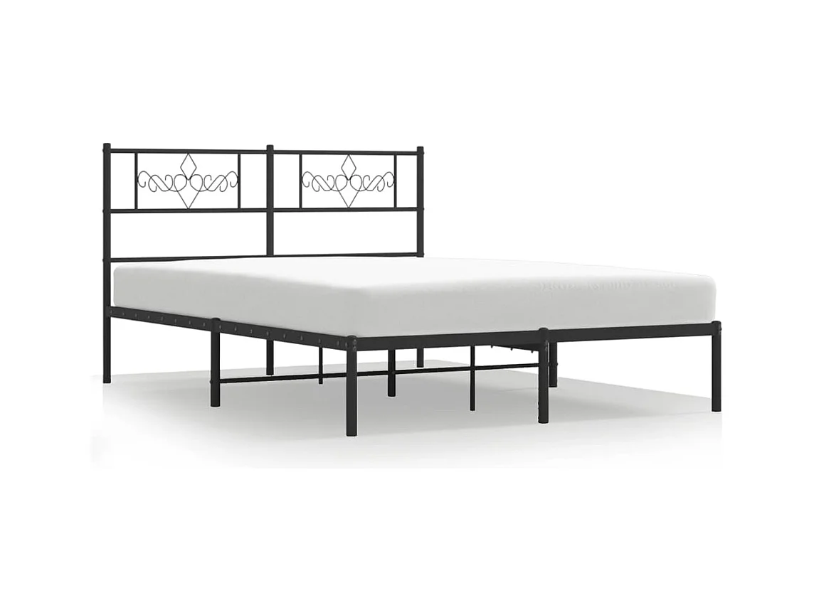 Lit double | Lit adulte | Cadre de lit métal avec tête de lit noir 140x200cm