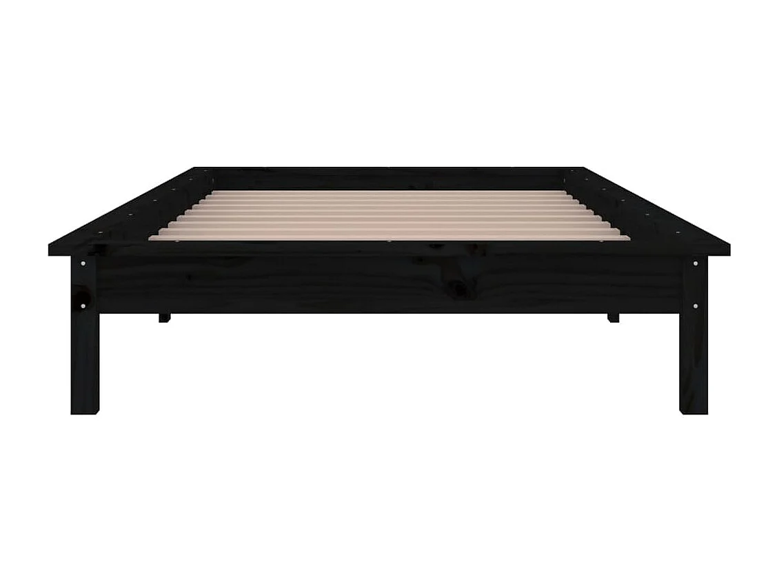 Lit simple | Lit adulte, enfant | Cadre de lit à LED noir 90x200 cm bois massif