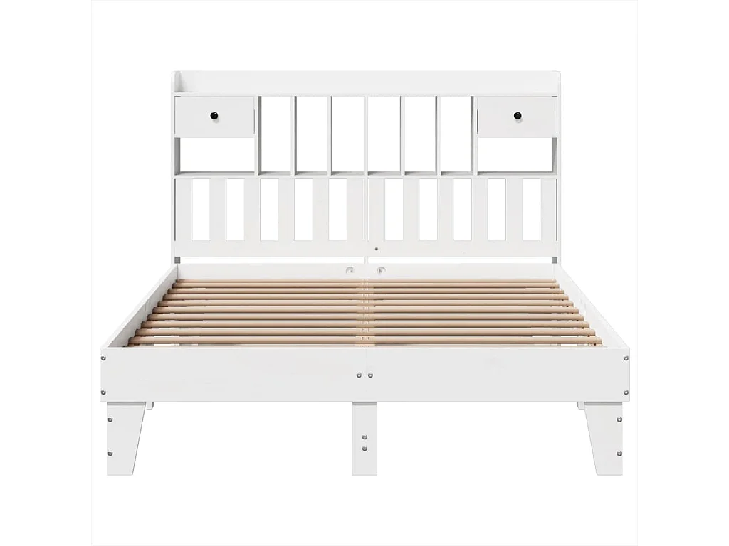 Lit double | Lit adulte | Cadre de lit blanc 150x200 cm bois de pin massif