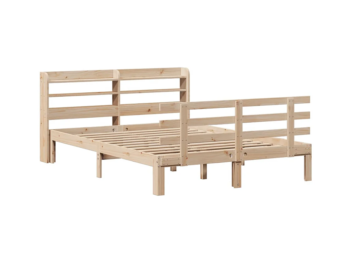 Letto per adulti | Letto singolo | Giroletto con Testiera 120x200 cm in Legno Massello di Pino