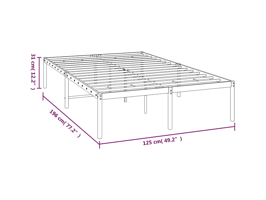 Lit simple | Lit adulte, enfant | Cadre de lit métal blanc 120x190 cm