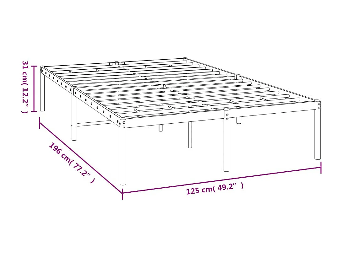 Lit simple | Lit adulte, enfant | Cadre de lit métal blanc 120x190 cm