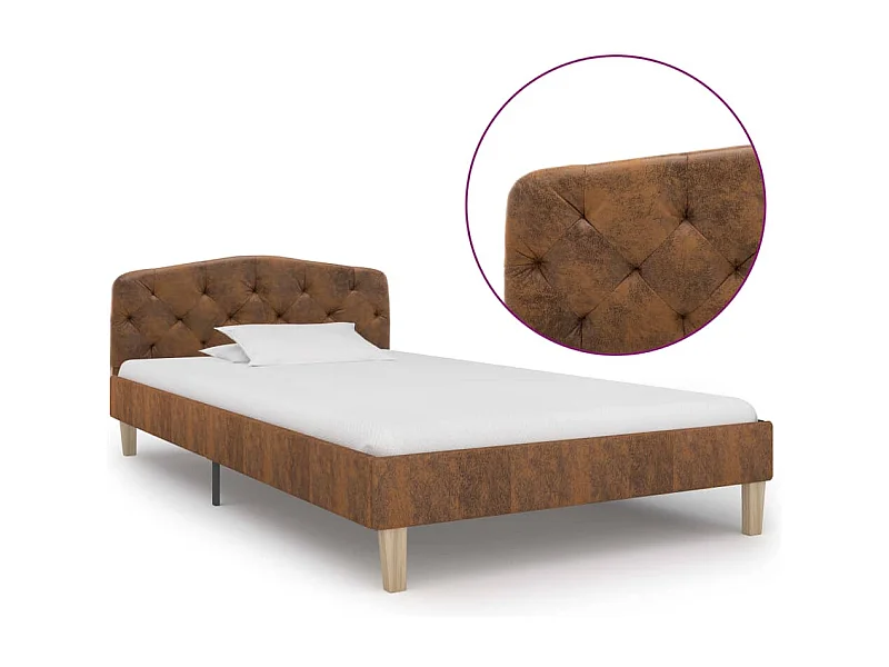 Lit simple | Lit adulte, enfant | Cadre de lit marron similicuir daim 90x200 cm