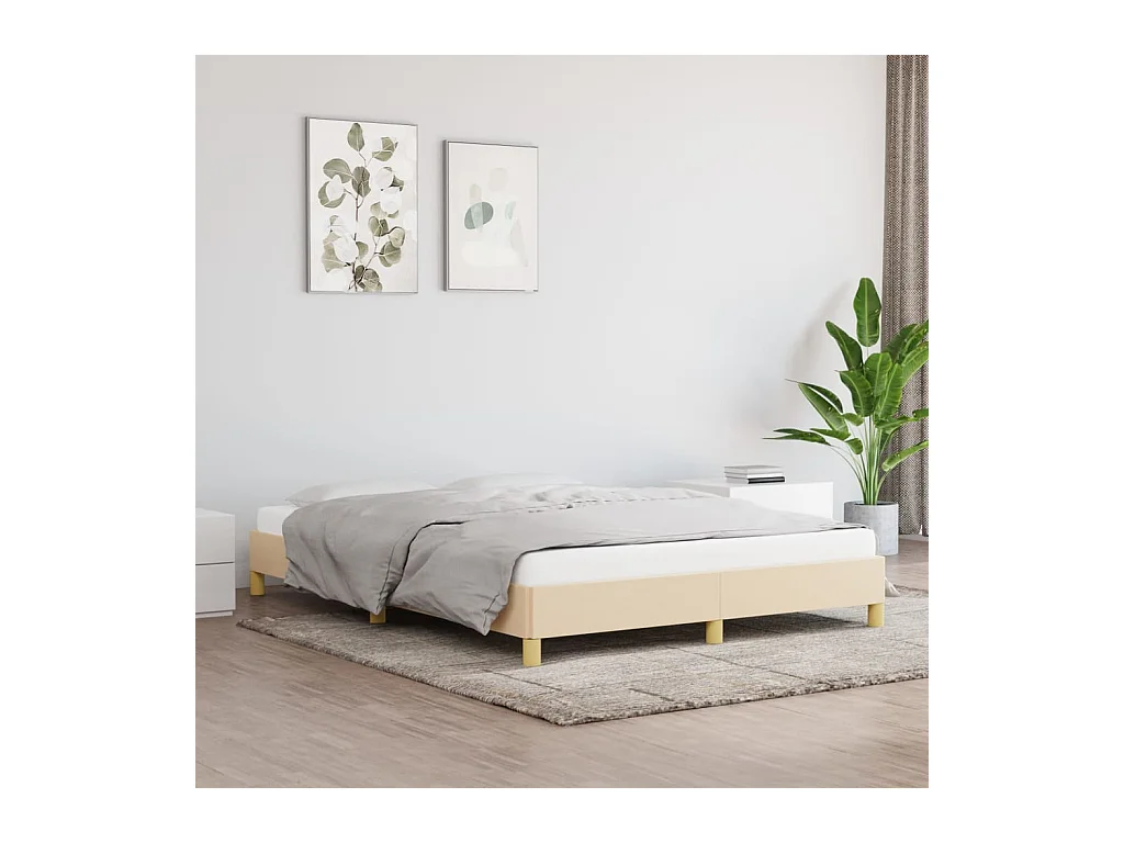 Lit double | Lit adulte | Cadre de lit crème 160x200 cm tissu