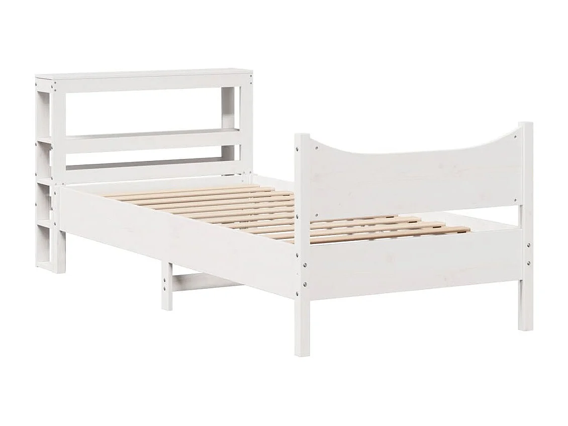 Letto per adulti | Letto singolo | Giroletto con Testiera Bianco 75x190 cm Legno Massello di Pino