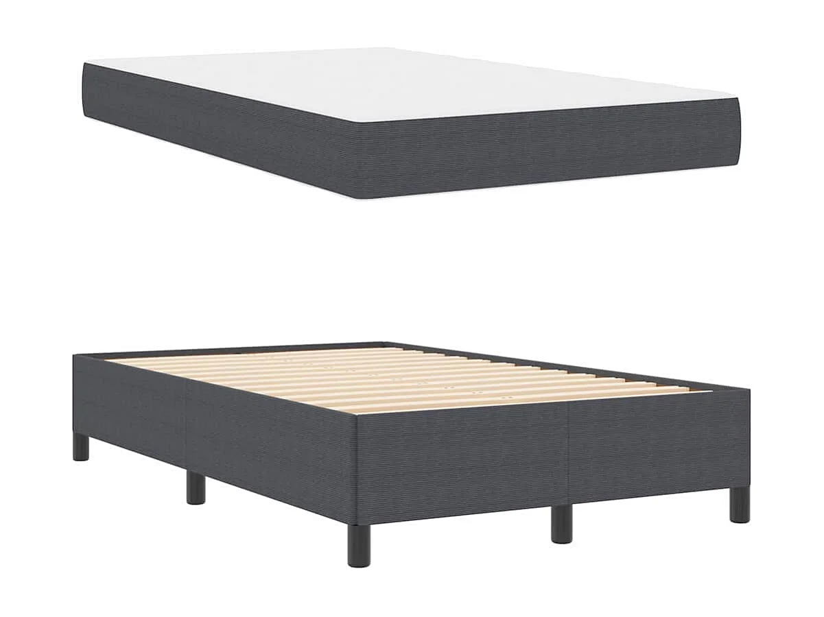 Lit simple | Lit adulte, enfant | Cadre de lit Gris foncé 120x200 cm Tissu en velours côtelé
