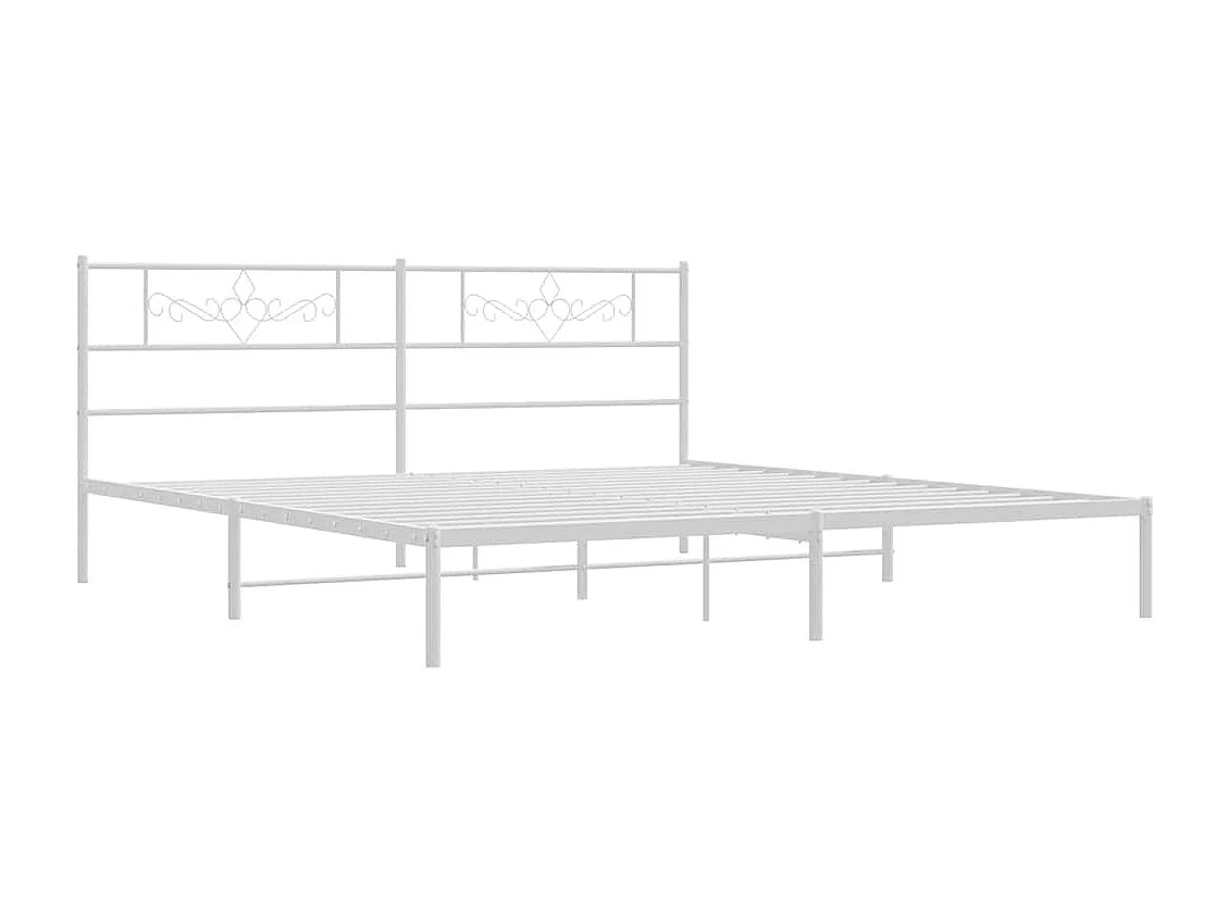 Lit double | Lit adulte | Cadre de lit métal et tête de lit blanc 193x203 cm