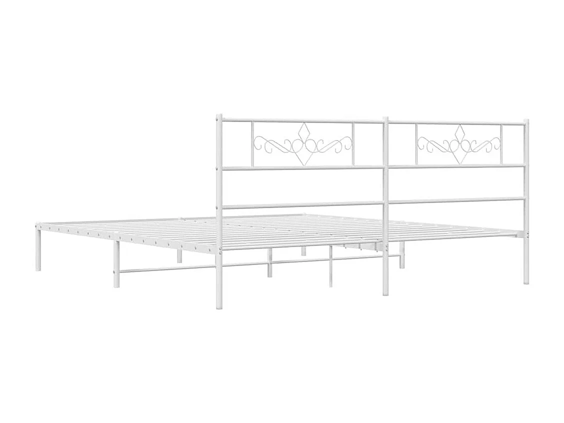 Lit double | Lit adulte | Cadre de lit métal et tête de lit blanc 193x203 cm