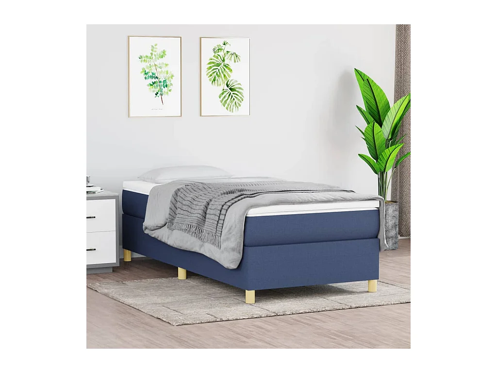 Lit simple | Lit adulte, enfant | Cadre de lit bleu 90x200 cm tissu