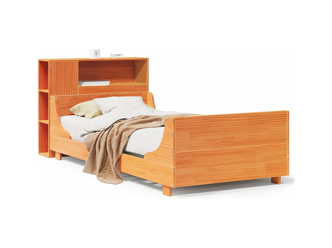 Letto per adulti | Letto singolo | Giroletto senza Materasso Marrone Cera 100x200 cm Legno di Pino