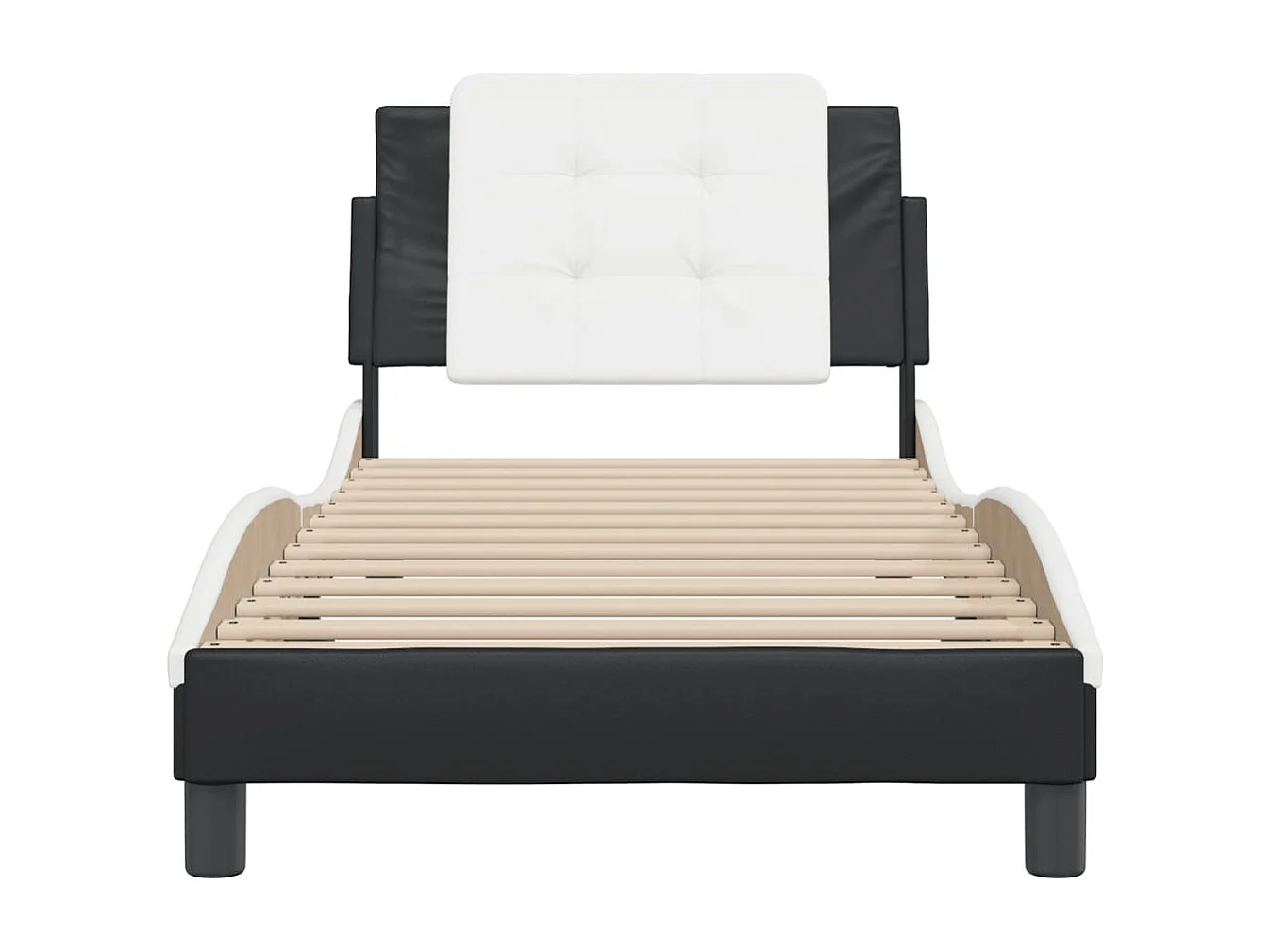 Lit simple | Lit adulte, enfant | Cadre de lit noir et blanc 90x190 cm similicuir