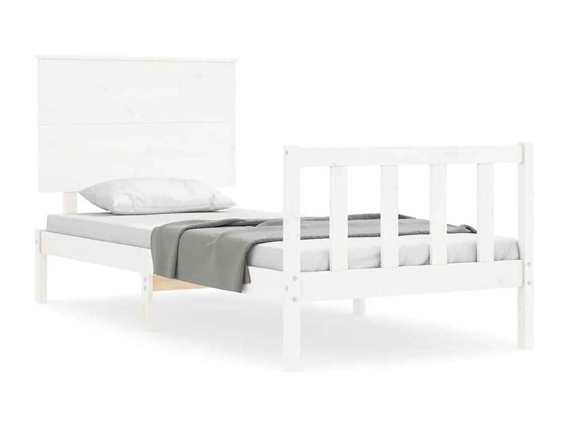 Lit simple | Lit adulte, enfant | Cadre de lit blanc 100x200 cm bois de pin massif