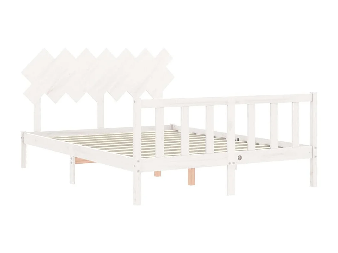 Lit double | Lit adulte | Cadre de lit blanc bois de pin massif 150x200 cm