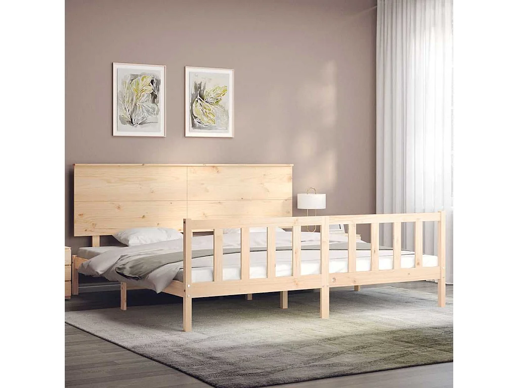 Lit double | Lit adulte | Cadre de lit 200x200 cm bois massif de pin