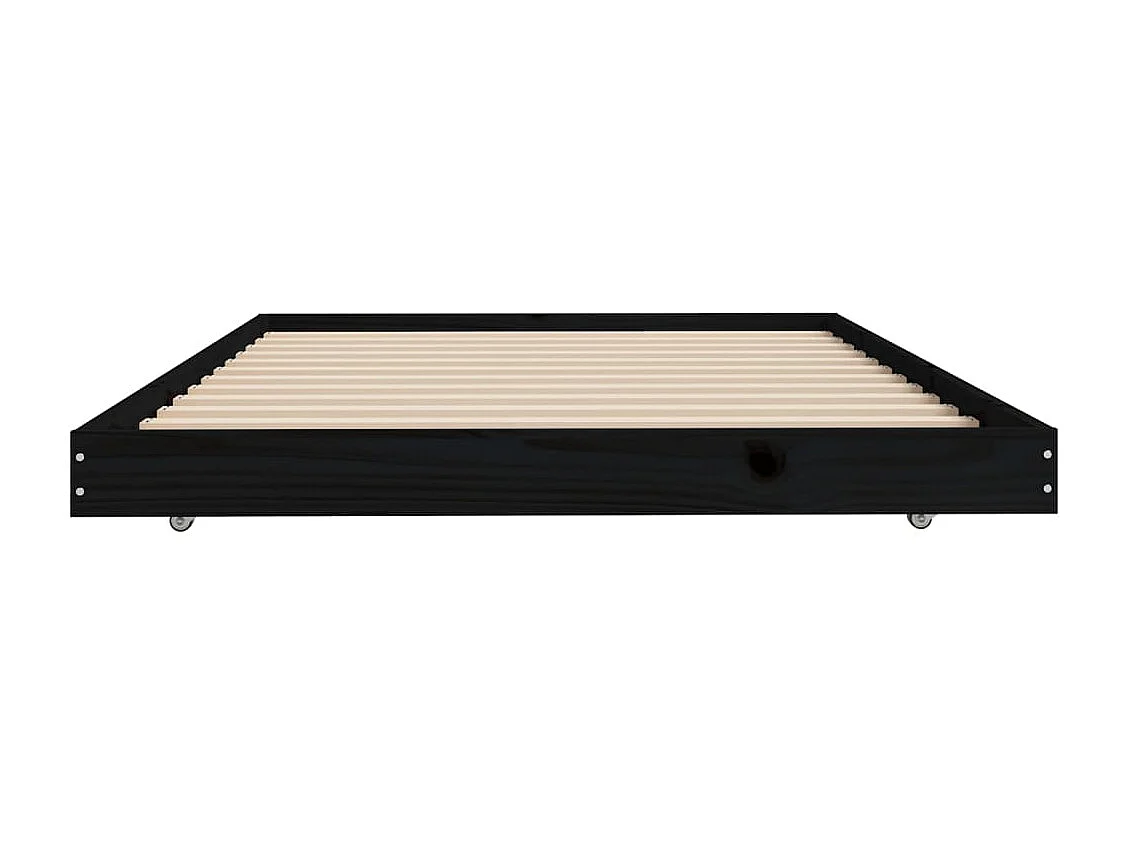 Lit simple | Lit adulte, enfant | Cadre de lit noir 100x200 cm bois massif de pin