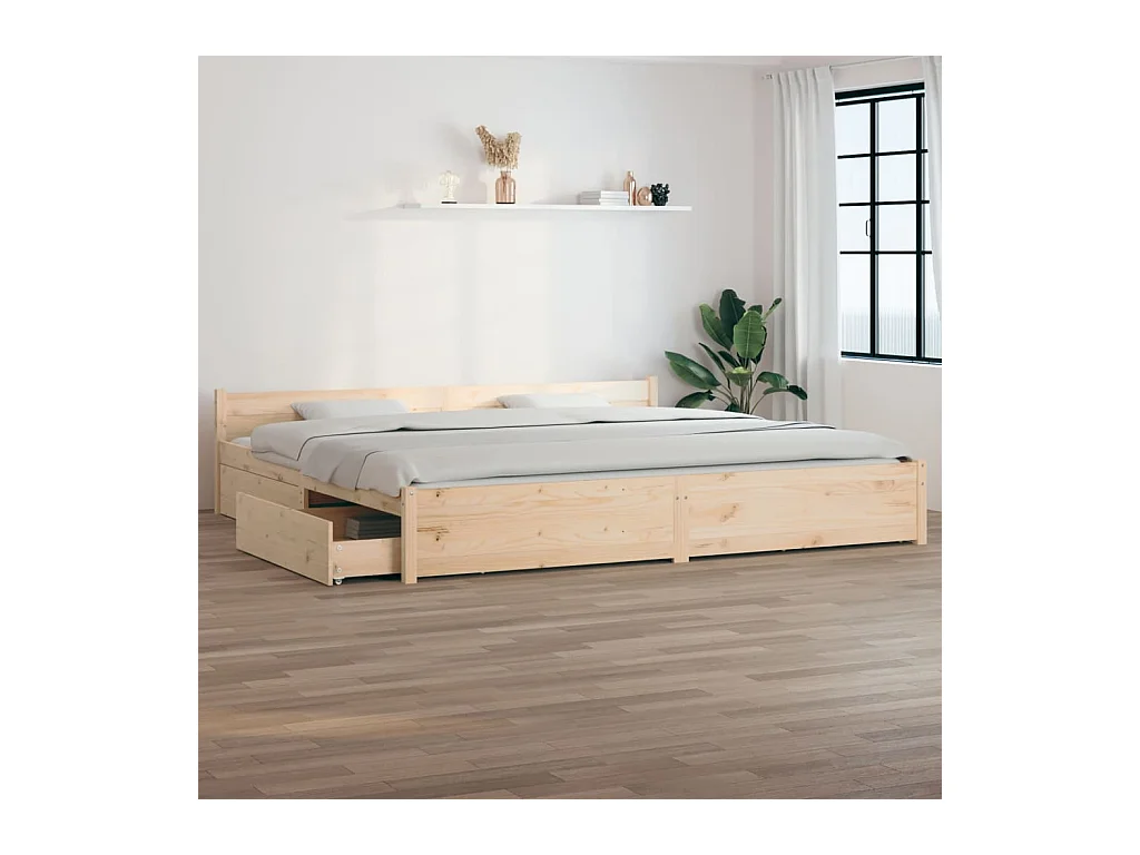 Lit double | Lit adulte | Cadre de lit avec tiroirs 200x200 cm