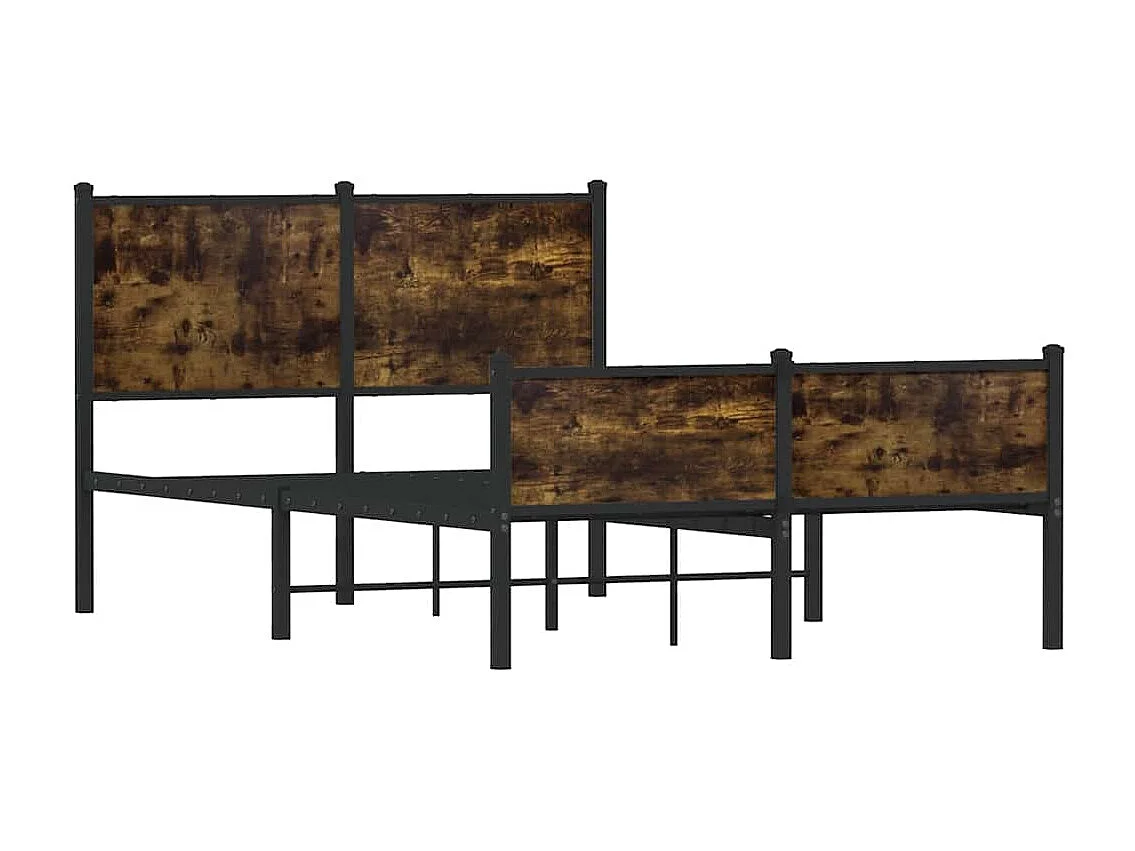 Letto per adulti | Letto singolo | Giroletto senza Materaso in Metallo Rovere Fumo 120x200 cm