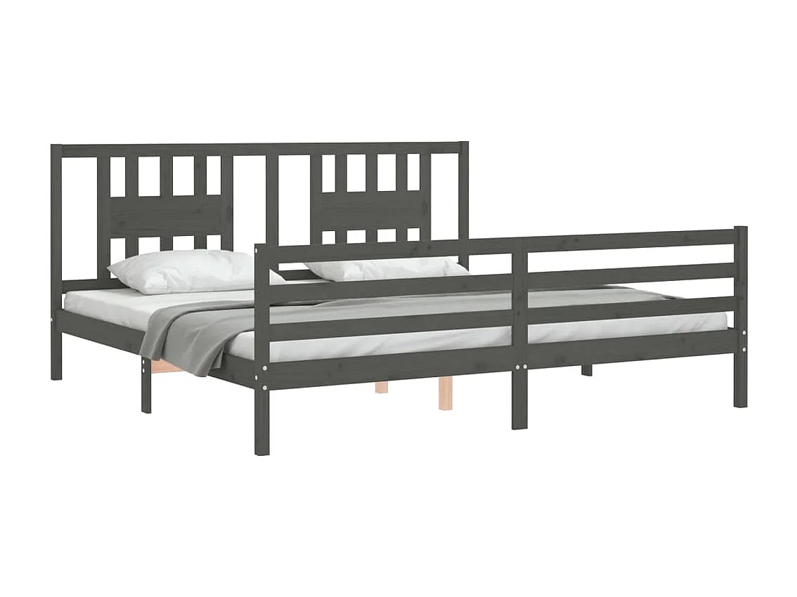 Lit double | Lit adulte | Cadre de lit gris 200x200 cm bois massif