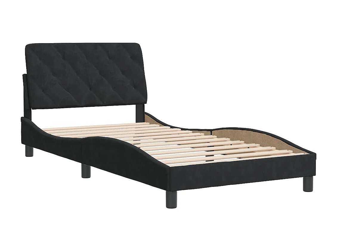 Lit simple | Lit adulte, enfant | Cadre de lit noir 100x200 cm velours