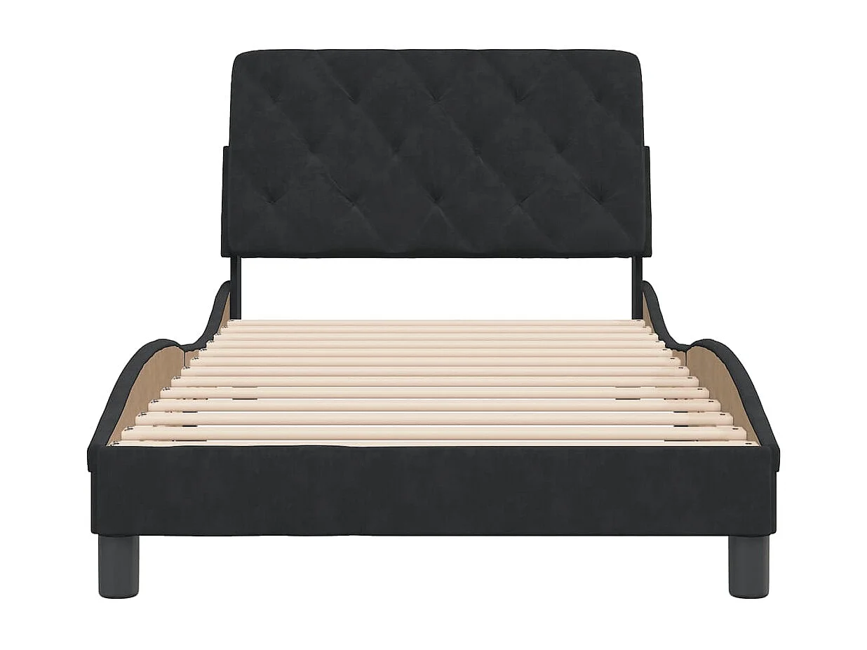 Lit simple | Lit adulte, enfant | Cadre de lit noir 100x200 cm velours