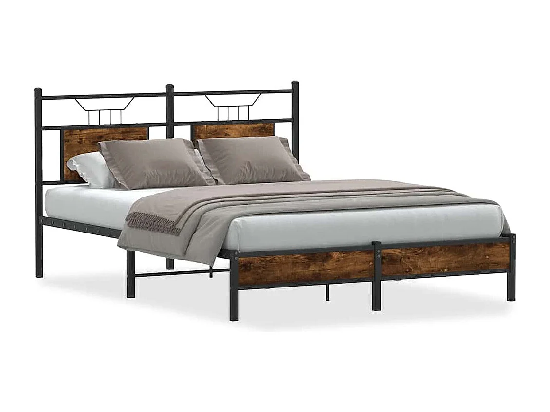 Letto per adulti | Letto matrimoniale | Giroletto senza Materasso Rovere Fumo 140x190 cm in Truciolato