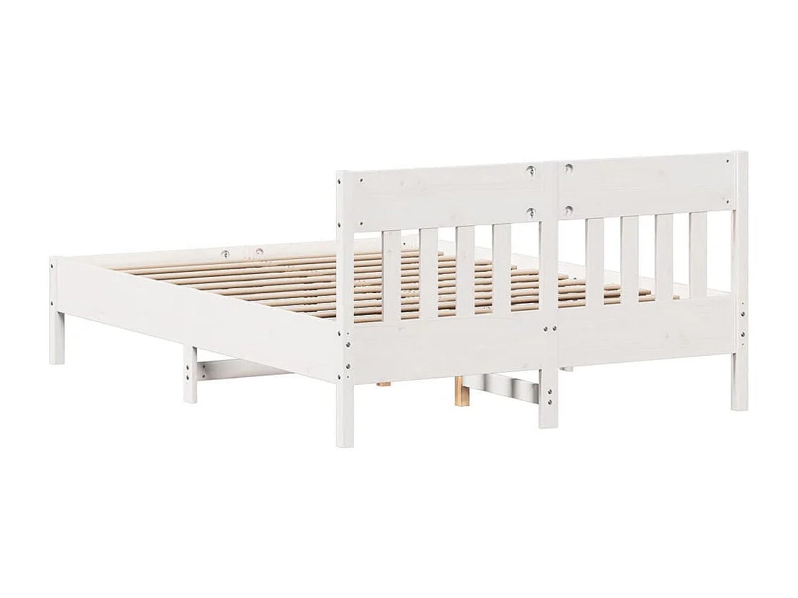 Lit double | Lit adulte | Cadre de lit blanc 140x200 cm bois de pin massif