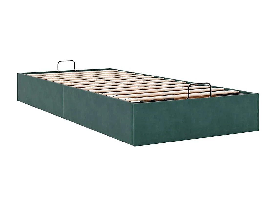 Lit simple | Lit adulte, enfant | Cadre de lit ottoman vert foncé 90x200 cm velours