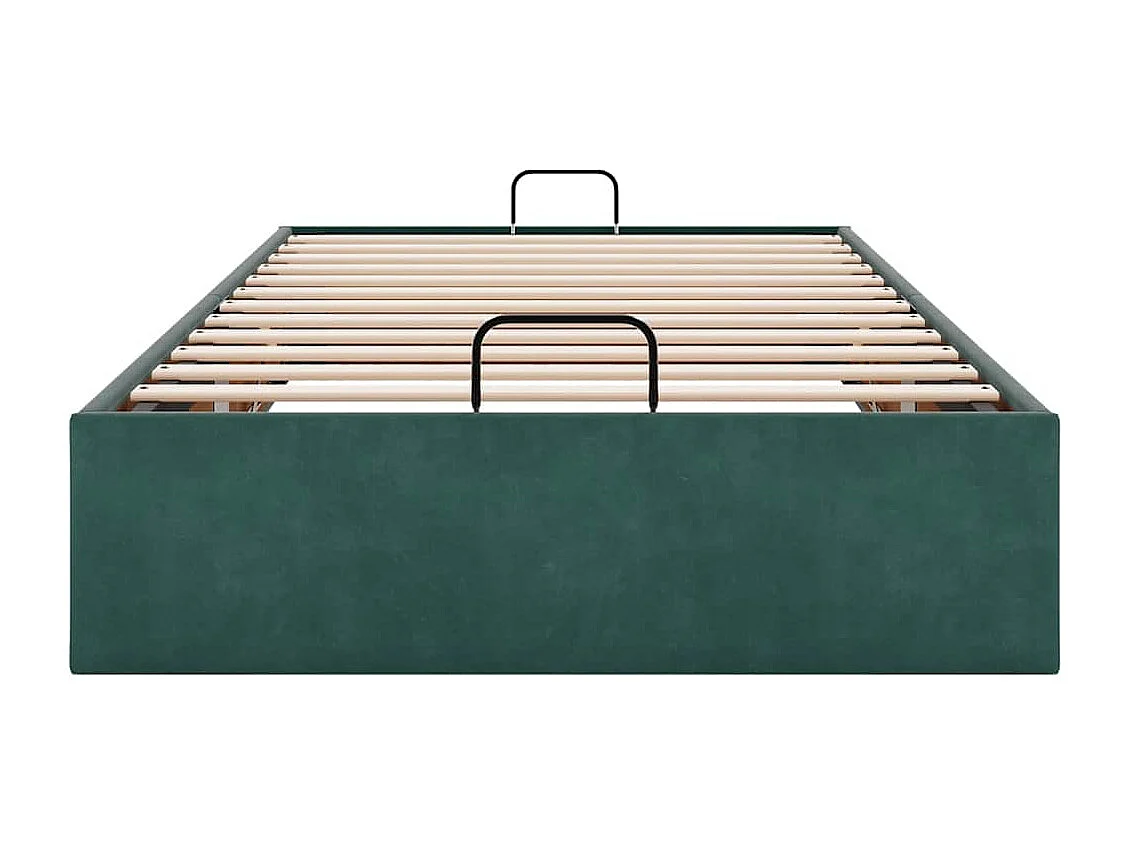 Lit simple | Lit adulte, enfant | Cadre de lit ottoman vert foncé 90x200 cm velours