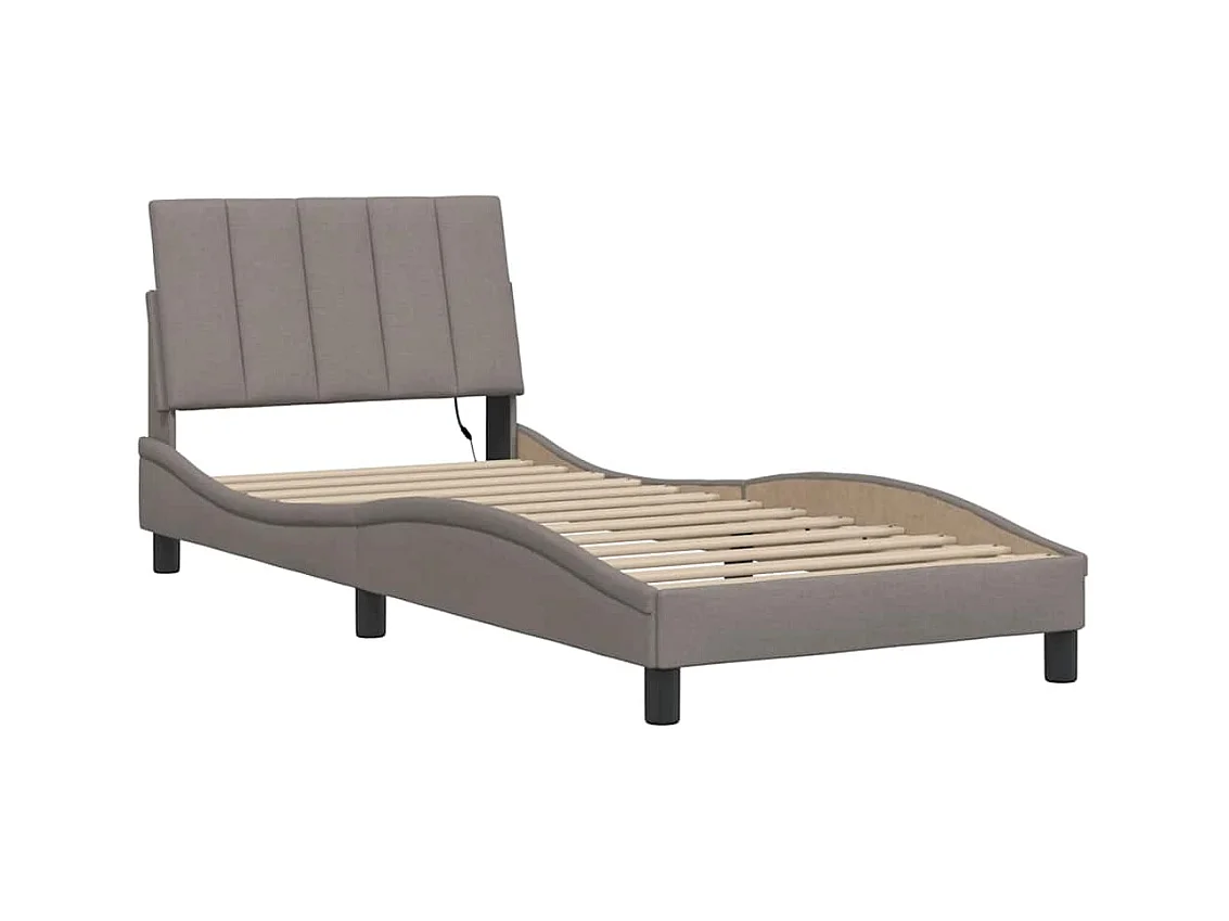Letto per adulti | Letto singolo | Giroletto senza Materasso Hanko Tortora 90x200 cm Tessuto