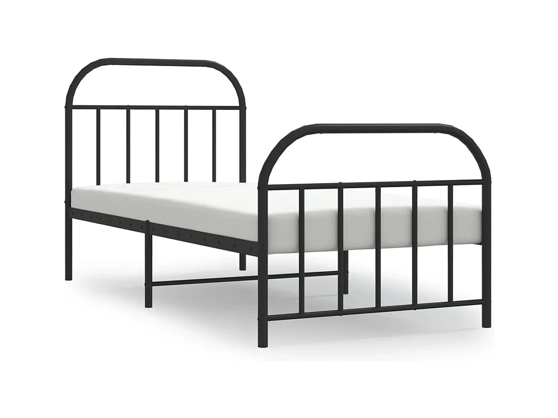 Lit simple | Lit adulte, enfant | Cadre de lit métal avec pied de lit noir 90x190 cm