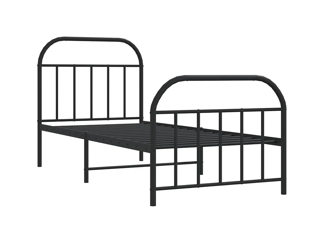 Lit simple | Lit adulte, enfant | Cadre de lit métal avec pied de lit noir 90x190 cm