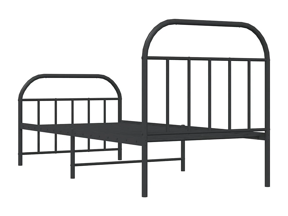 Lit simple | Lit adulte, enfant | Cadre de lit métal avec pied de lit noir 90x190 cm