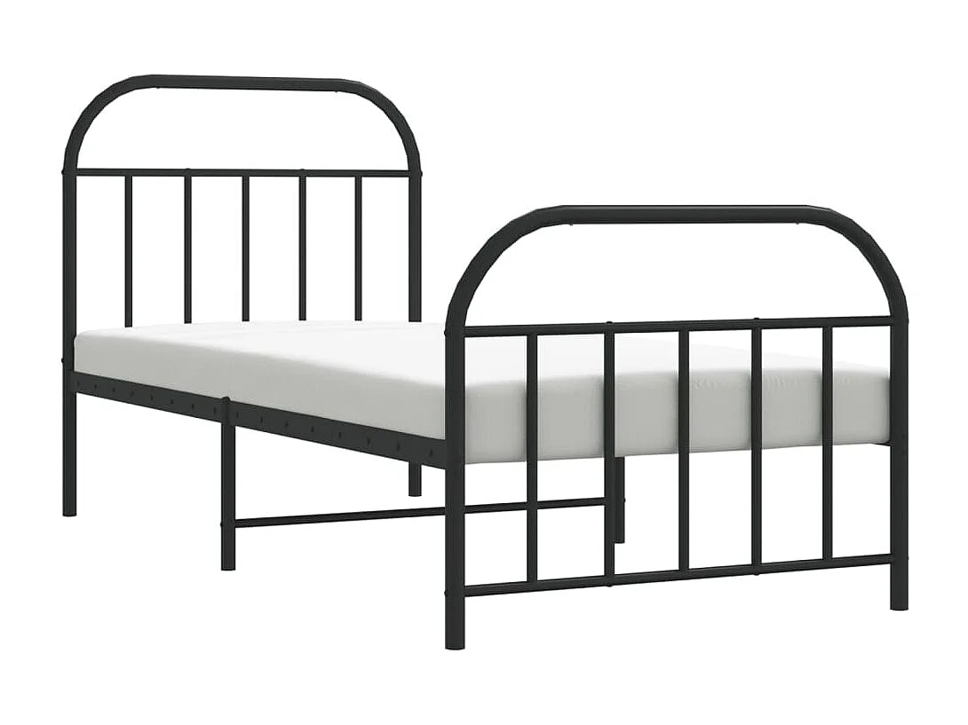 Lit simple | Lit adulte, enfant | Cadre de lit métal avec pied de lit noir 90x190 cm