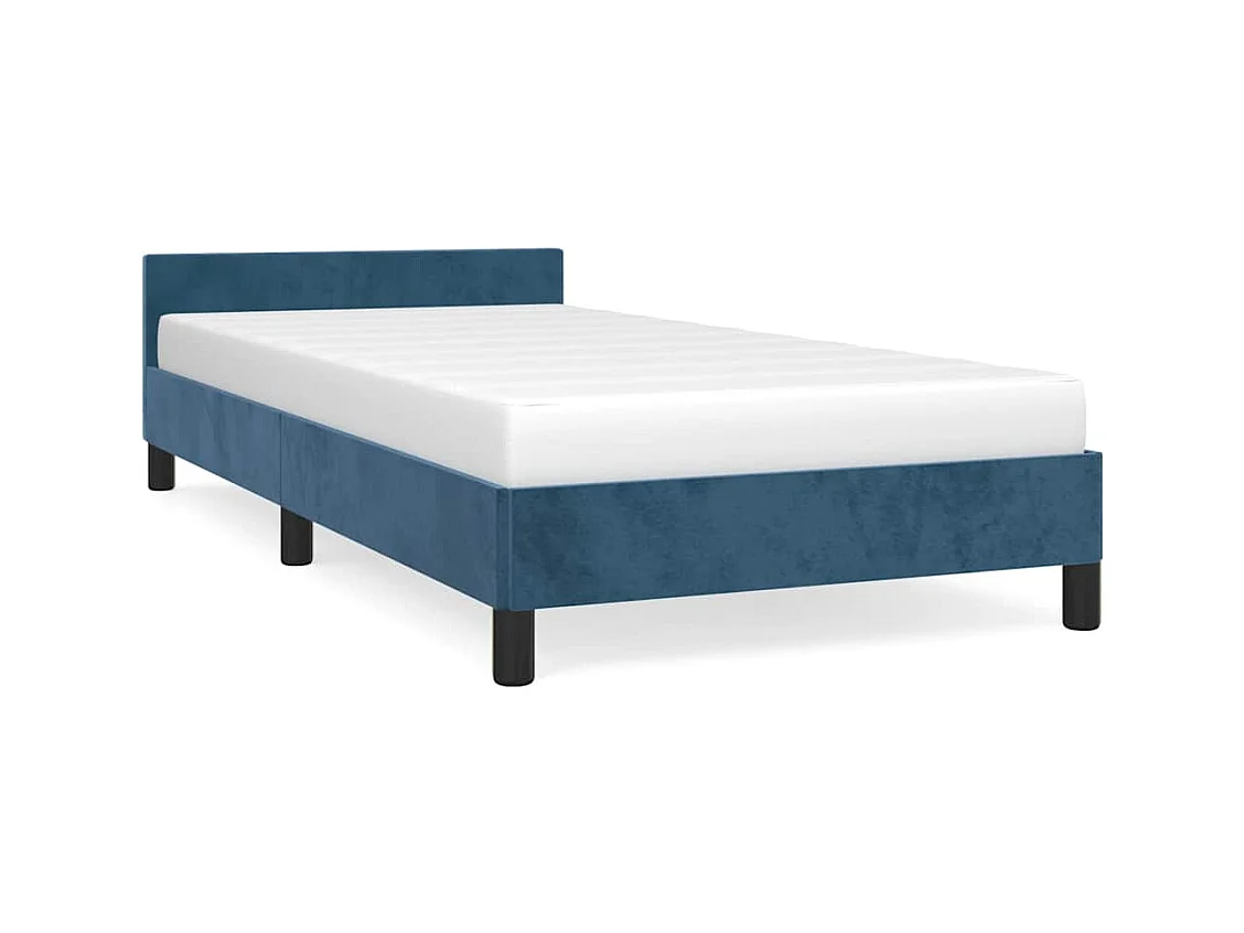 Lit simple | Lit adulte, enfant | Cadre de lit bleu foncé 80x200 cm velours