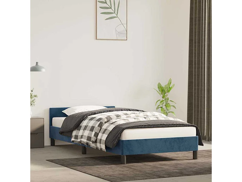 Lit simple | Lit adulte, enfant | Cadre de lit bleu foncé 80x200 cm velours