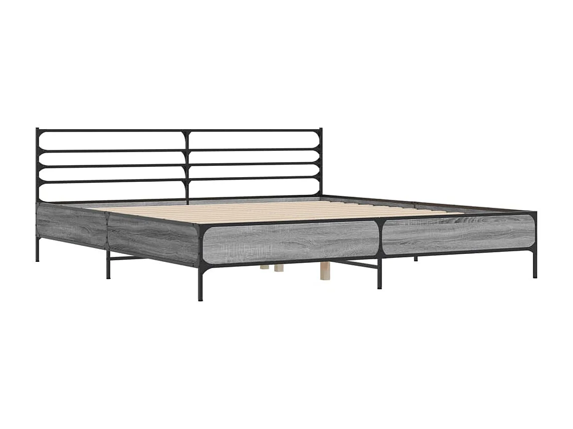 Lit double | Lit adulte | Cadre de lit sonoma gris 200x200 cm