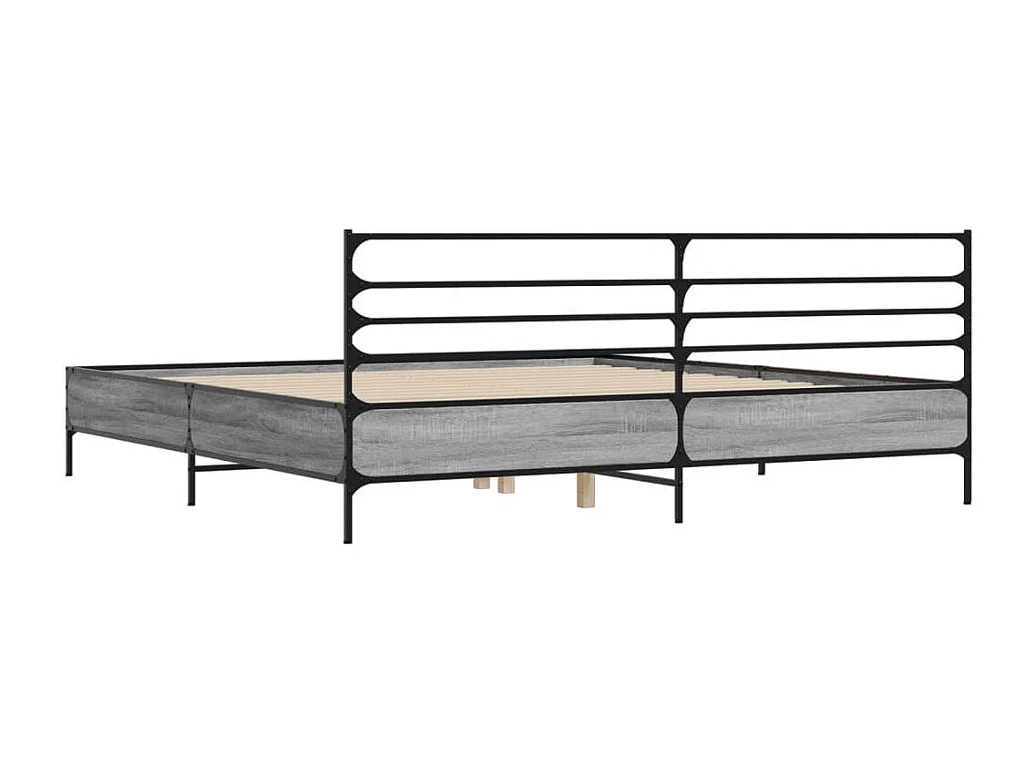 Lit double | Lit adulte | Cadre de lit sonoma gris 200x200 cm