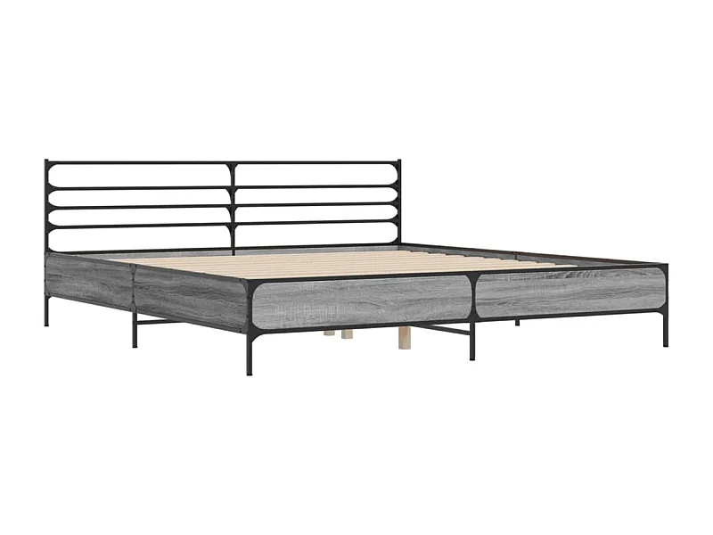 Lit double | Lit adulte | Cadre de lit sonoma gris 200x200 cm