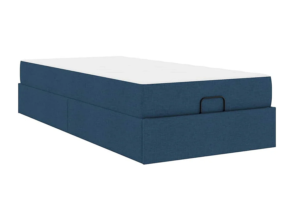 Lit simple | Lit adulte, enfant | Cadre de lit avec matelas Bleu 90x200 cm tissu
