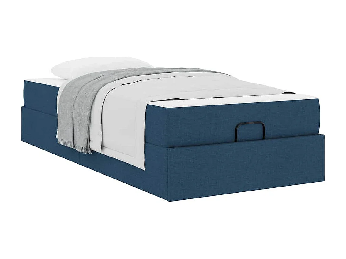 Lit simple | Lit adulte, enfant | Cadre de lit avec matelas Bleu 90x200 cm tissu