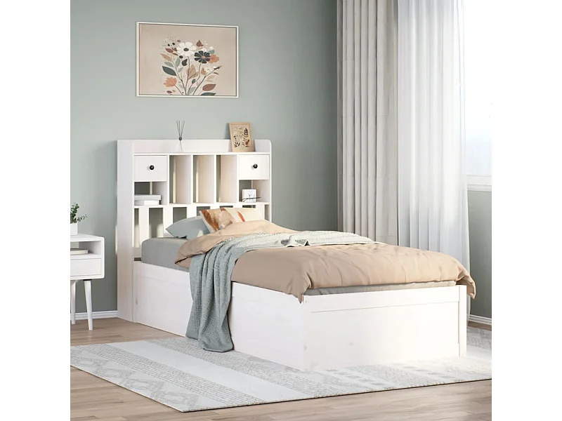 Letto per adulti | Letto singolo | Giroletto senza Materasso Bianco 90x200 cm Legno Massello Pino