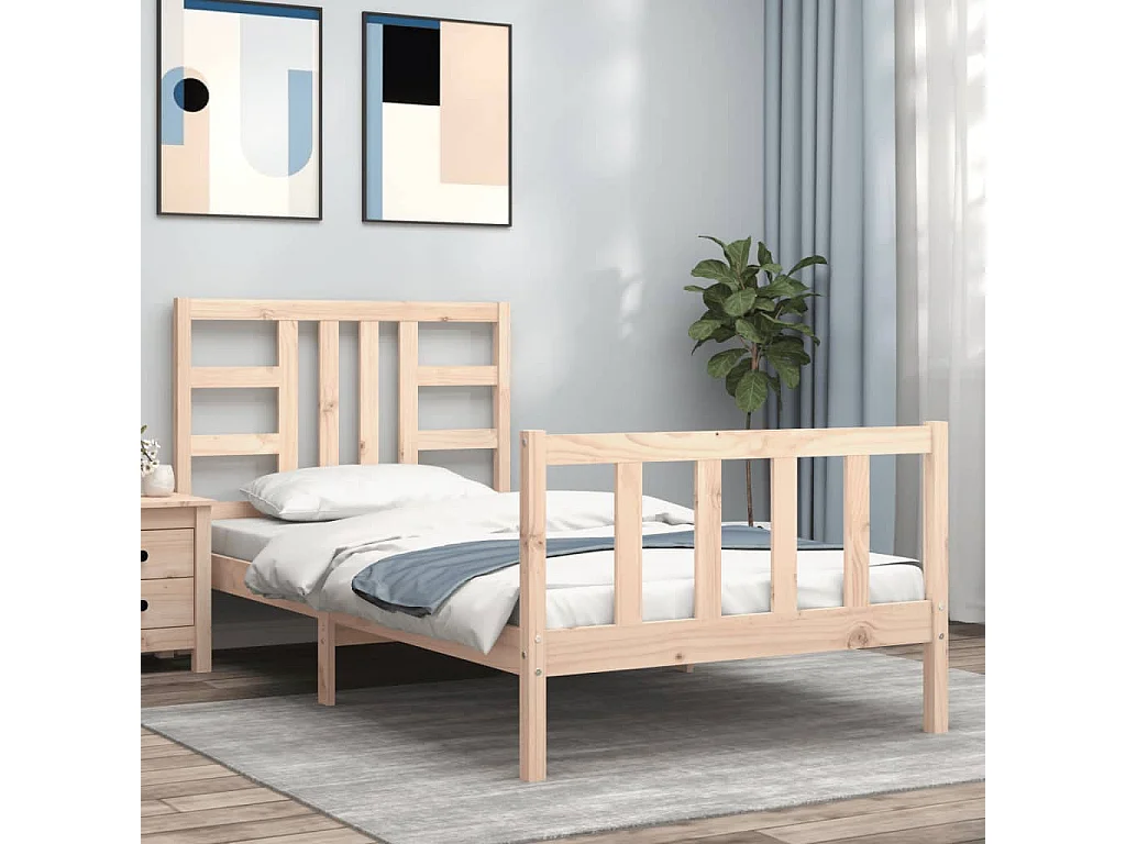 Lit simple | Lit adulte, enfant | Cadre de lit 90x200 cm bois de pin massif