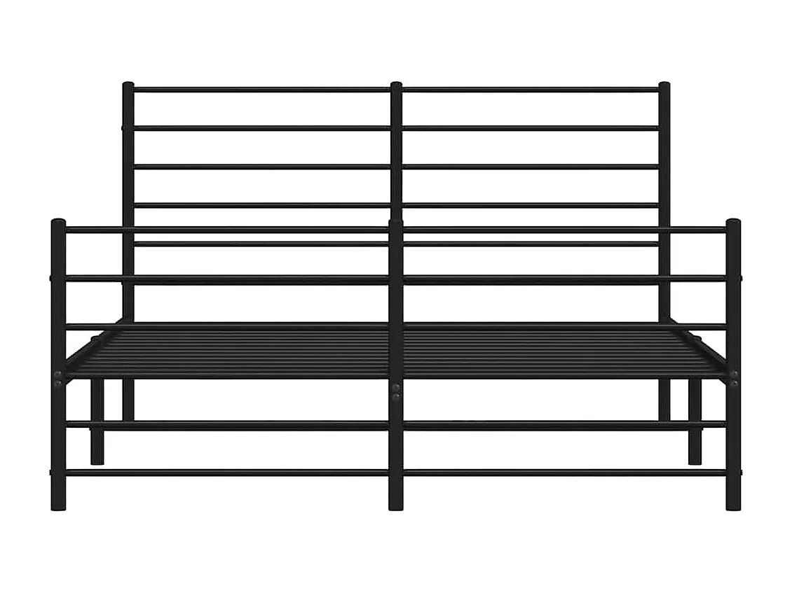 Lit double | Lit adulte | Cadre de lit métal avec pied de lit noir 150x200cm
