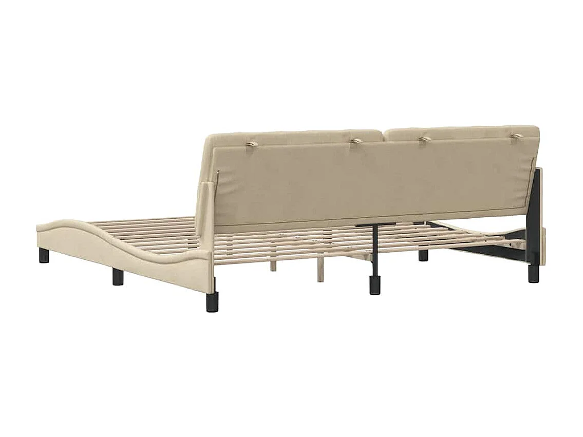 Lit double | Lit adulte | Cadre de lit crème 200x200 cm tissu