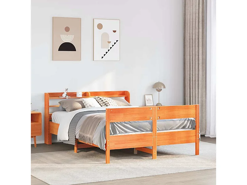 Lit simple | Lit adulte, enfant | Cadre de lit cire marron 120x200cm bois pin massif