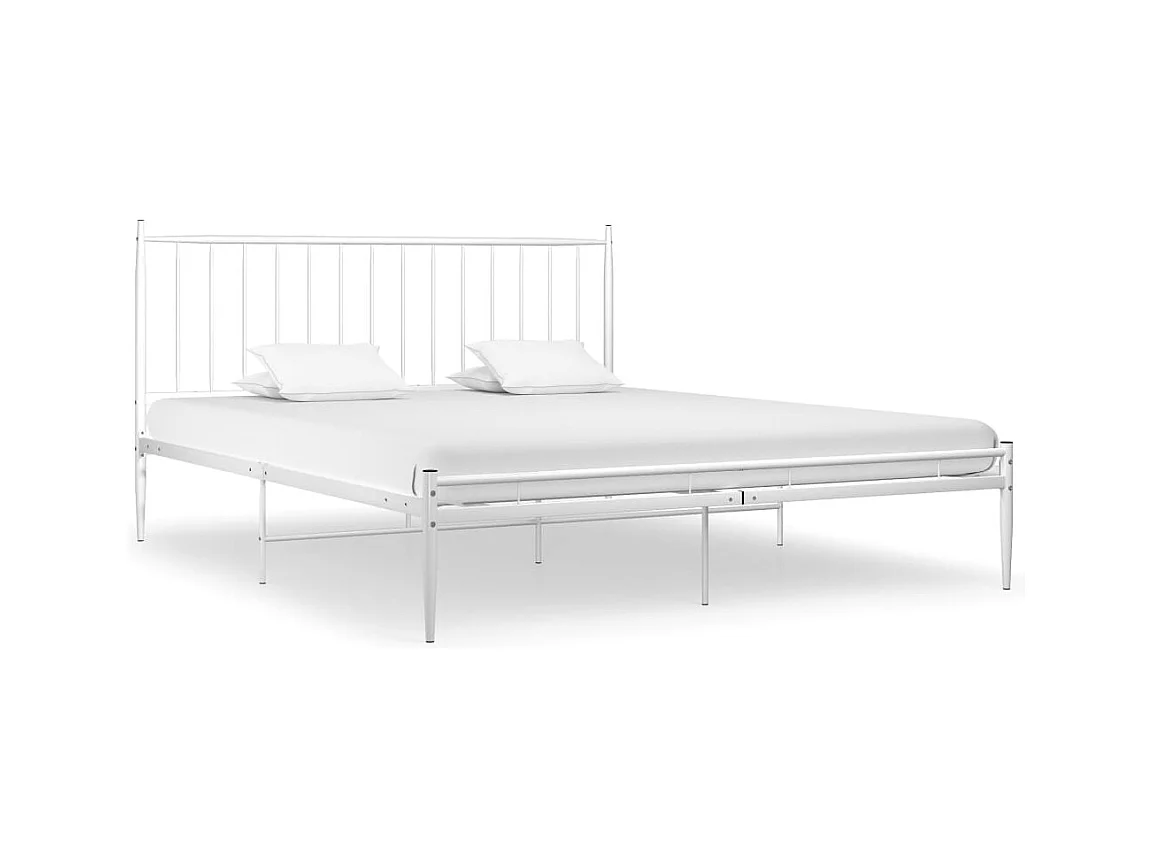 Lit double | Lit adulte | Cadre de lit blanc métal 180x200 cm