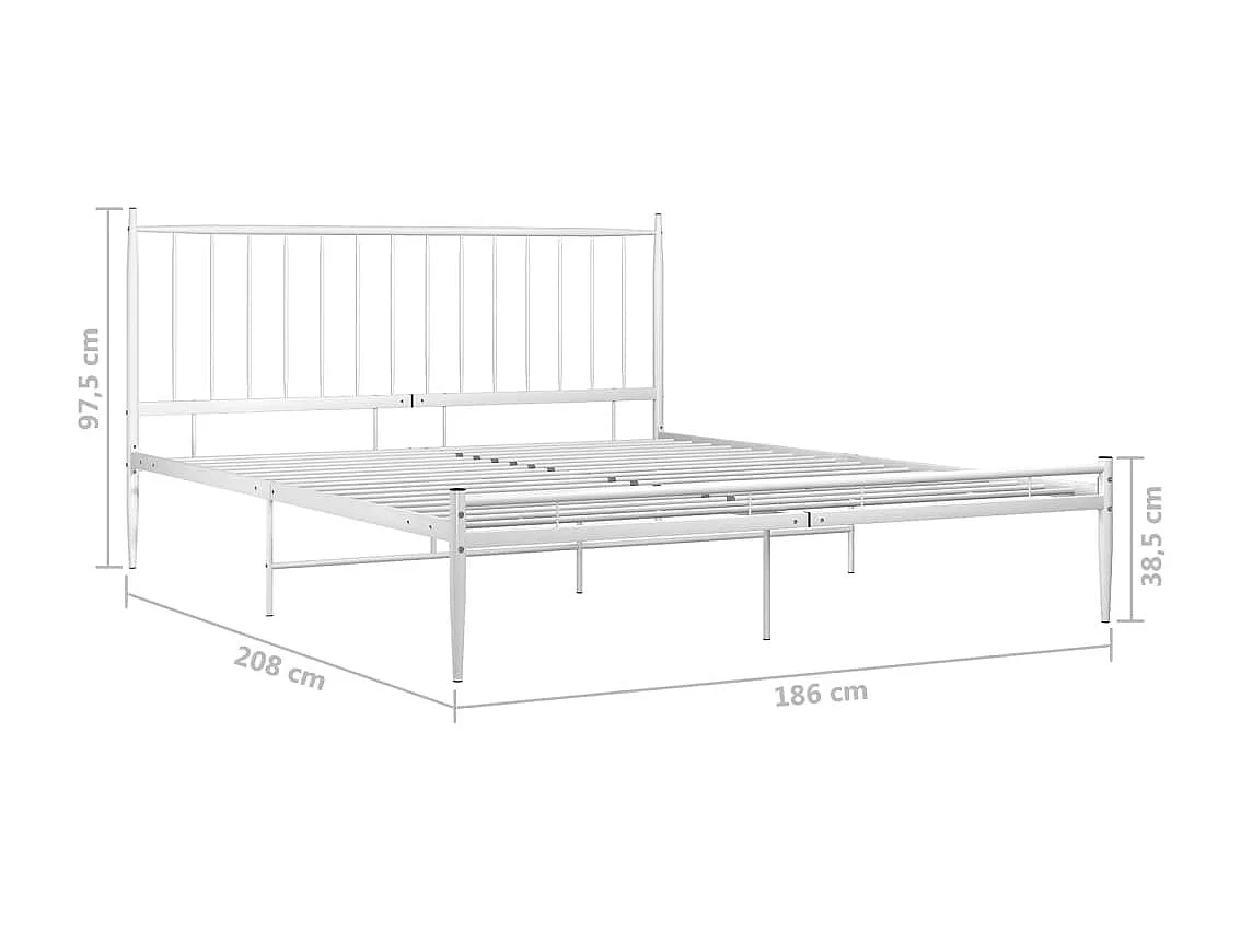 Lit double | Lit adulte | Cadre de lit blanc métal 180x200 cm