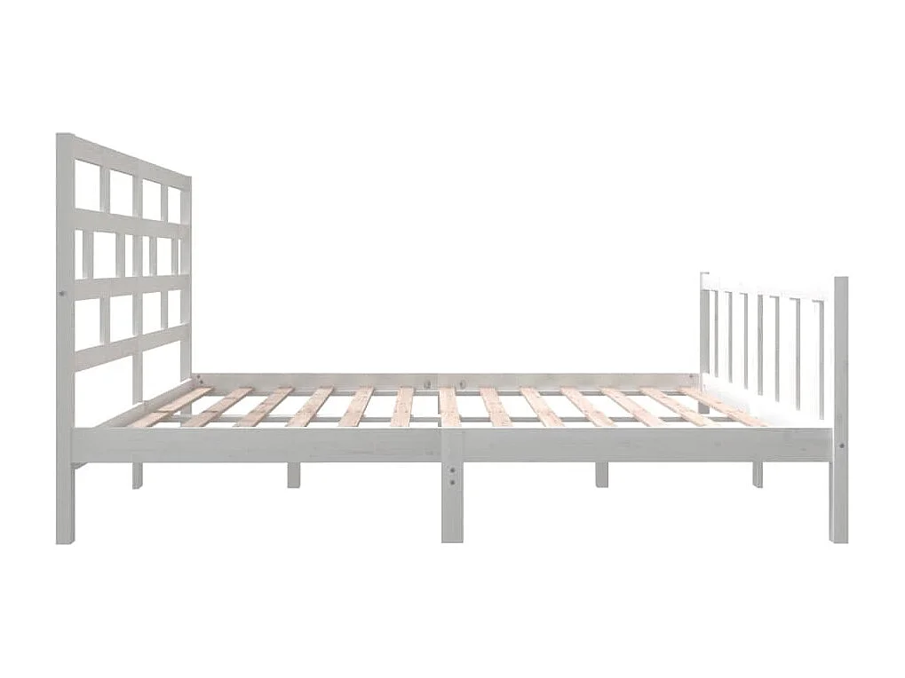 Lit double | Lit adulte | Cadre de lit blanc bois massif 140x200 cm