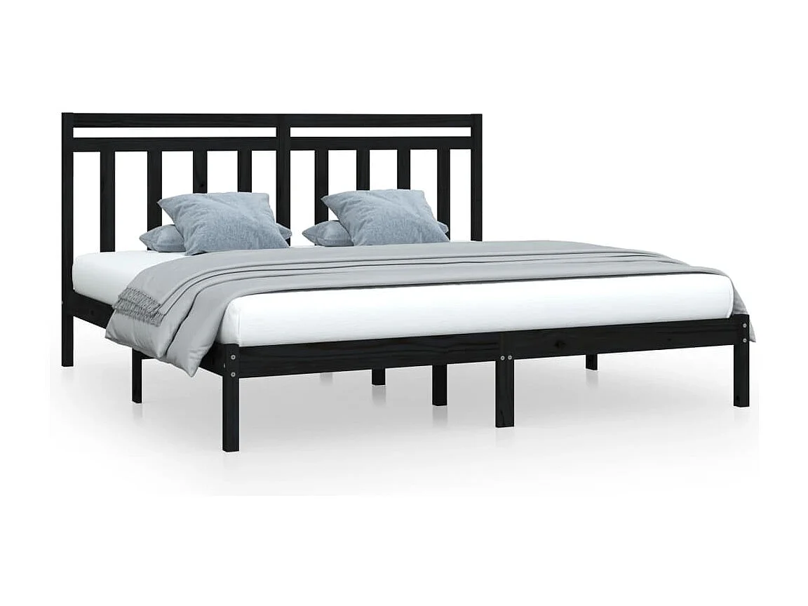 Lit double | Lit adulte | Cadre de lit noir 200x200 cm bois massif